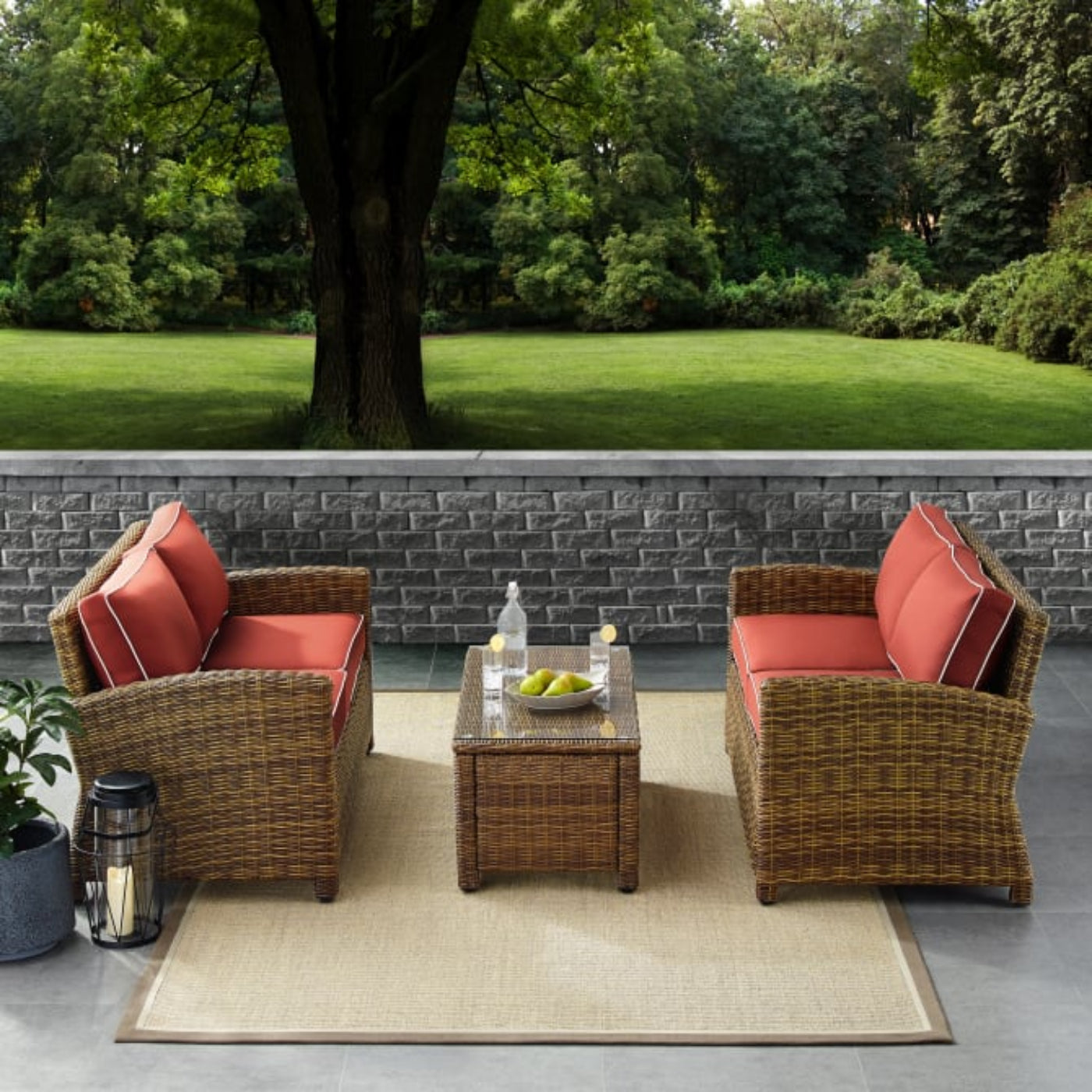 Crosley Bradenton 3pc Outdoor Wicker Conversation Set - KO70165