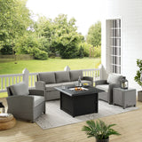 Crosley Bradenton 169 Inch 5pc Wicker Sofa Set W/Fire Table Grey - KO70166GY-GY