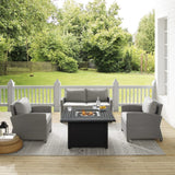 Crosley Bradenton 143 Inch 4pc Wicker Convers Set W/Fire Table Grey - KO70168GY-GY