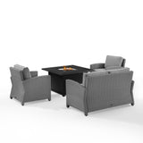 Crosley Bradenton 143 Inch 4pc Wicker Convers Set W/Fire Table Grey - KO70168GY-GY
