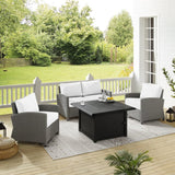 Crosley Bradenton 143 Inch 4pc Outdoor Convo Set W/Fire Table - Sunbrella - KO70168GY-WH