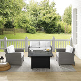 Crosley Bradenton 143 Inch 4pc Outdoor Convo Set W/Fire Table - Sunbrella - KO70168GY-WH