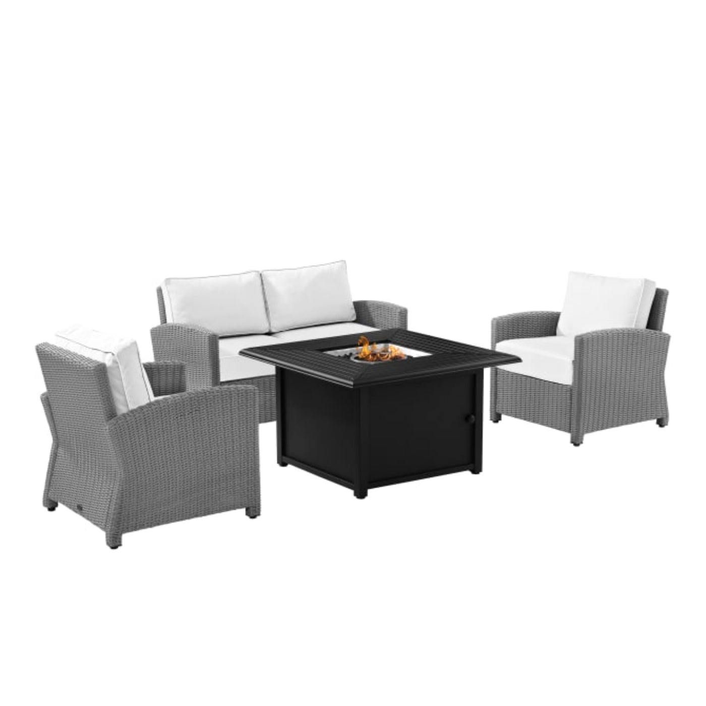 Crosley Bradenton 143 Inch 4pc Outdoor Convo Set W/Fire Table - Sunbrella - KO70168GY-WH