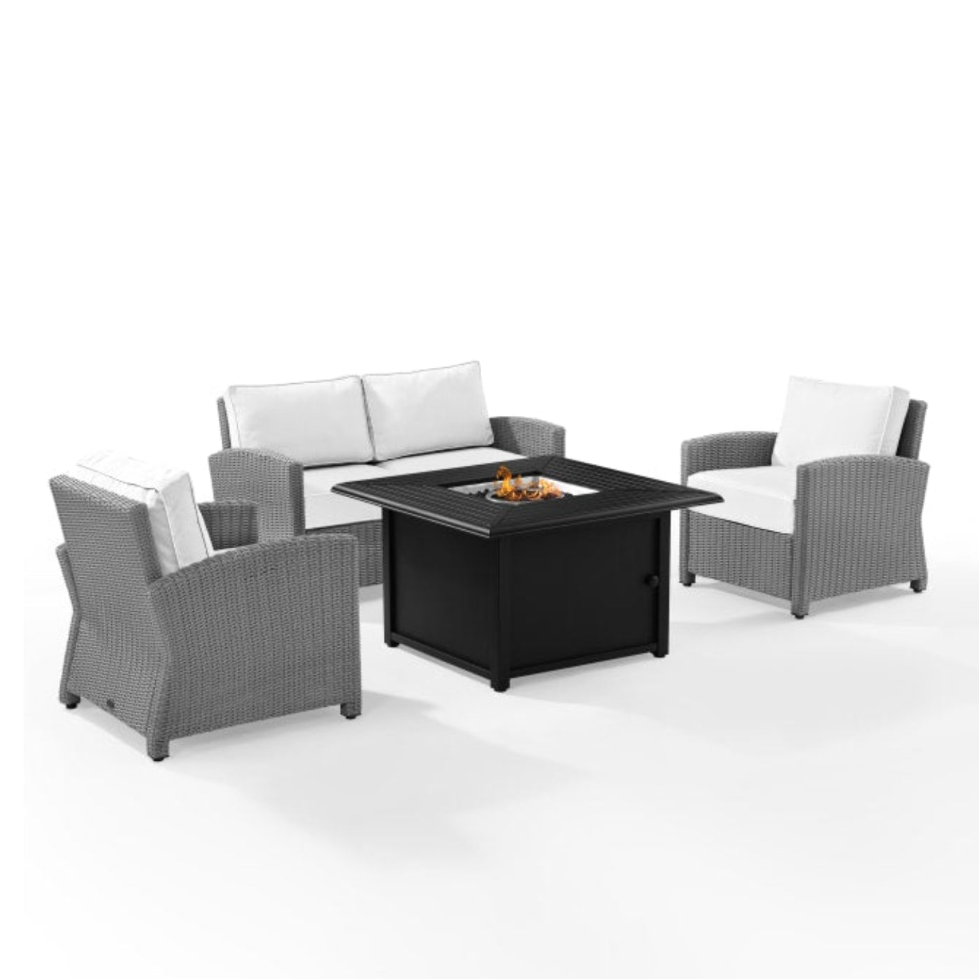 Crosley Bradenton 143 Inch 4pc Outdoor Convo Set W/Fire Table - Sunbrella - KO70168GY-WH