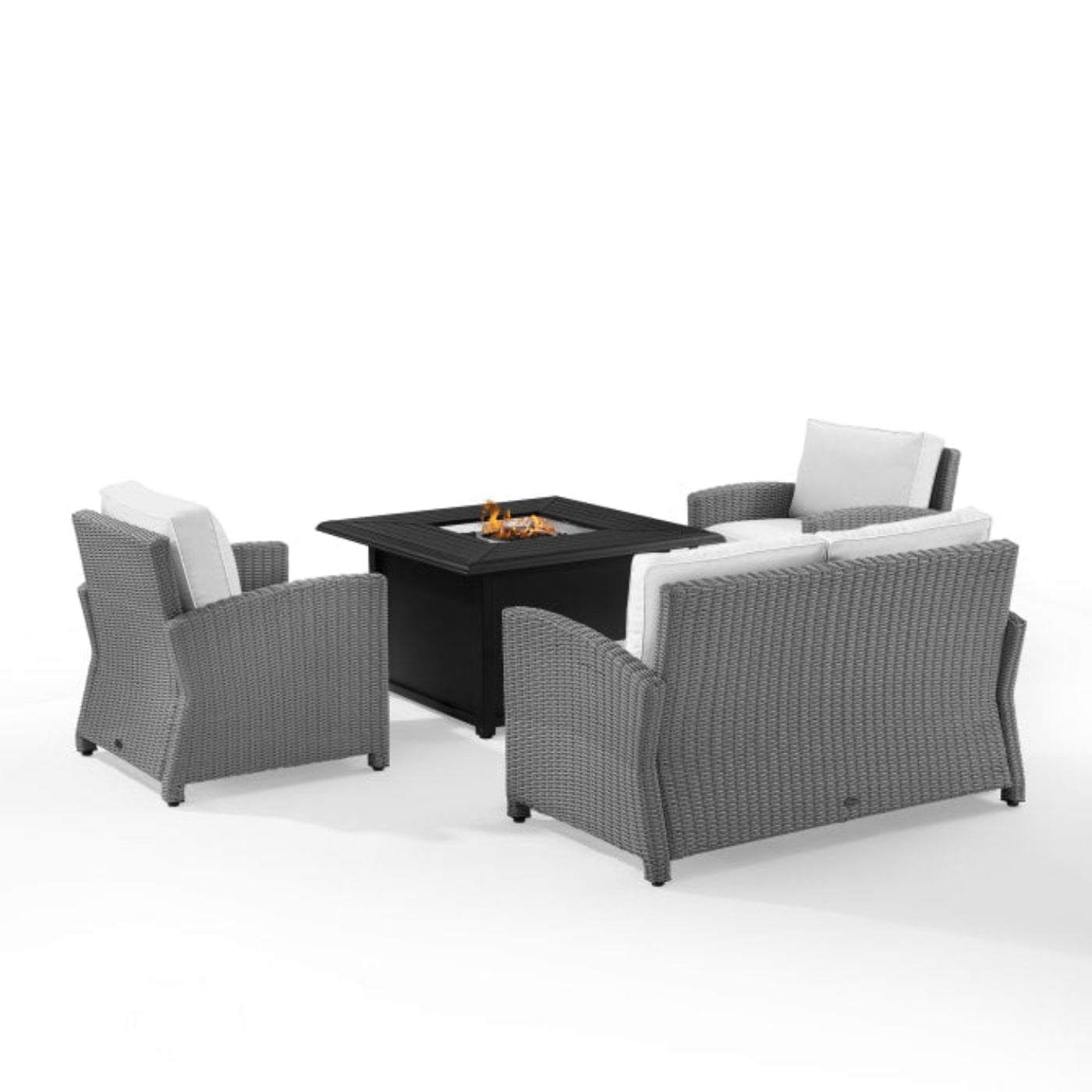 Crosley Bradenton 143 Inch 4pc Outdoor Convo Set W/Fire Table - Sunbrella - KO70168GY-WH
