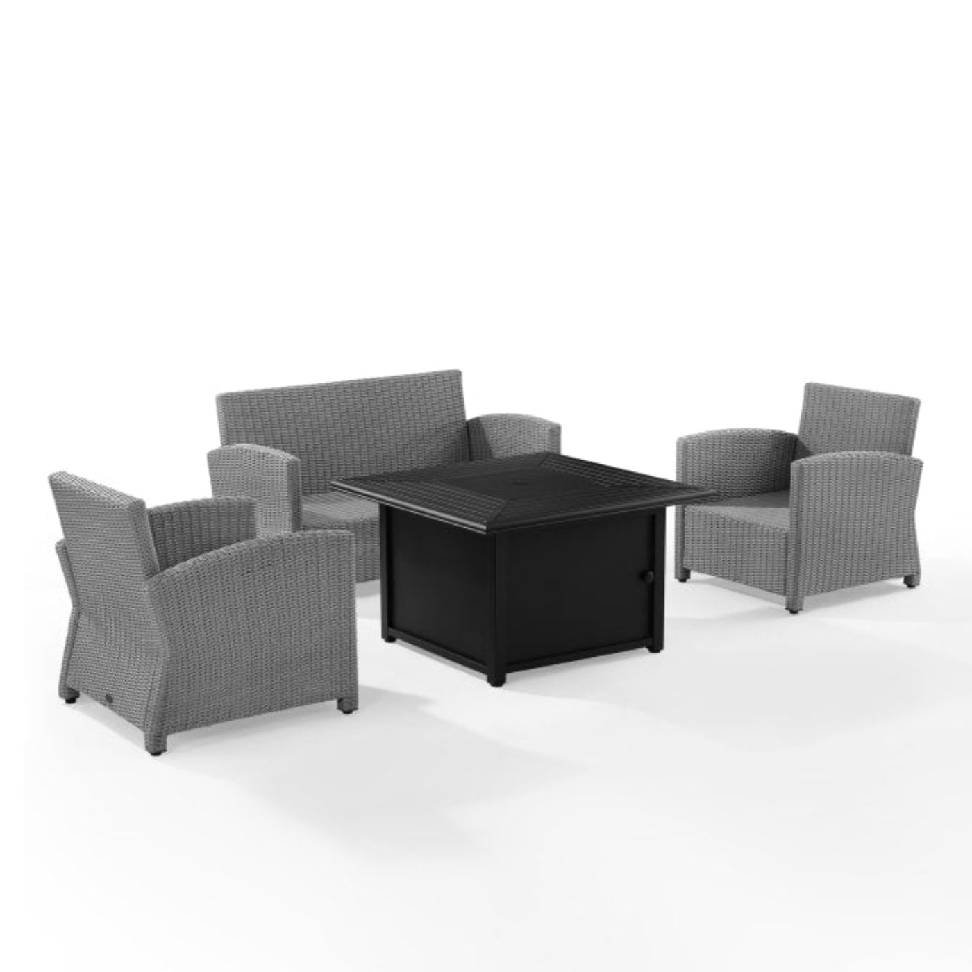 Crosley Bradenton 143 Inch 4pc Outdoor Convo Set W/Fire Table - Sunbrella - KO70168GY-WH