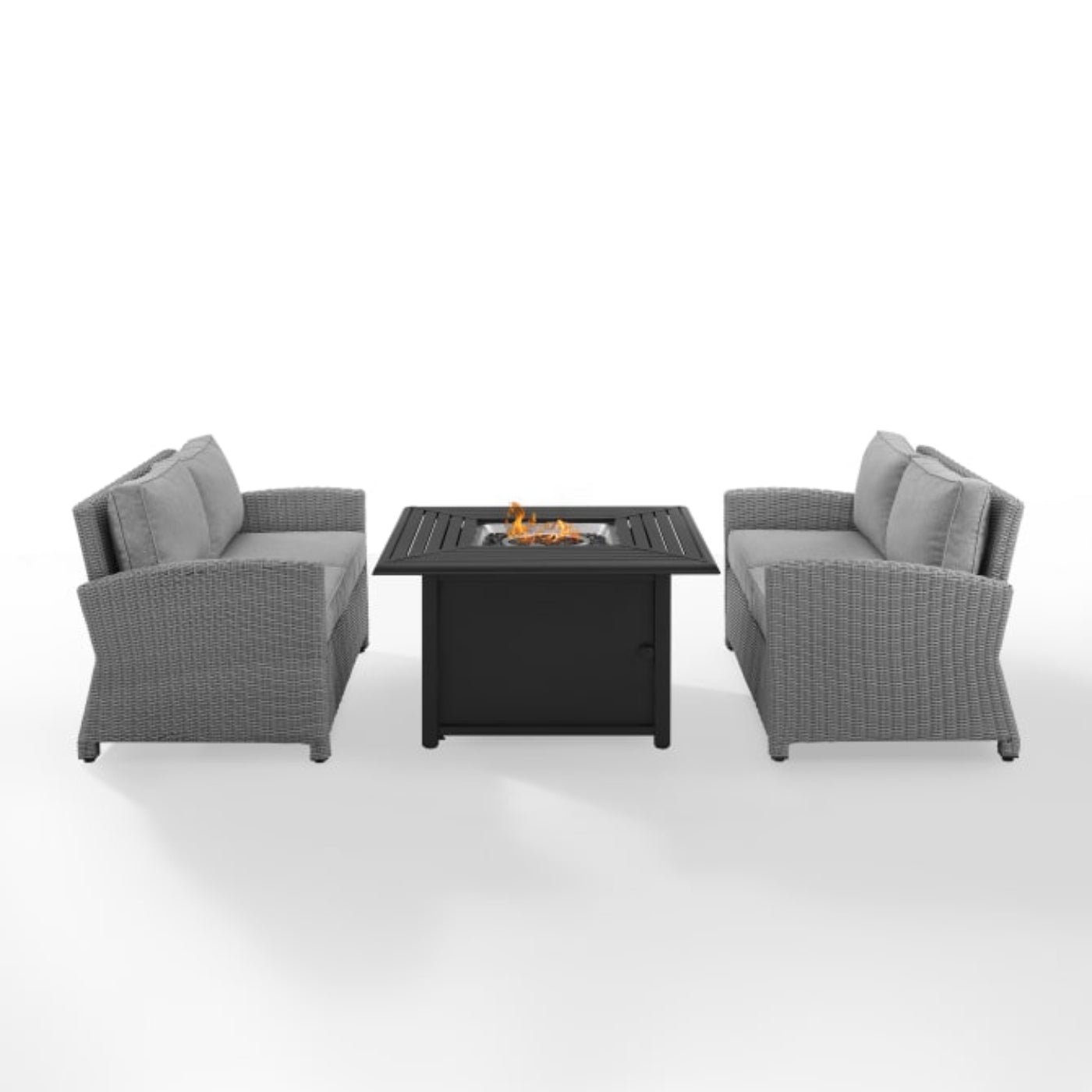 Crosley Bradenton 96 Inch 3pc Wicker Loveseat Set W/Fire Table Grey - KO70170GY-GY