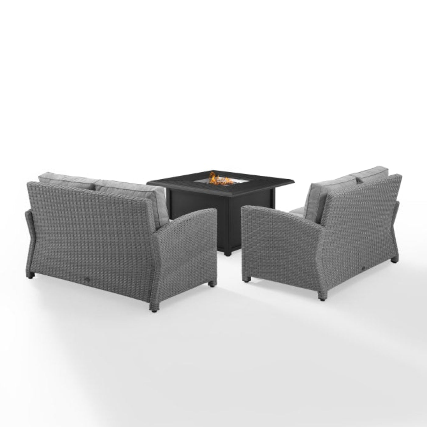 Crosley Bradenton 96 Inch 3pc Wicker Loveseat Set W/Fire Table Grey - KO70170GY-GY