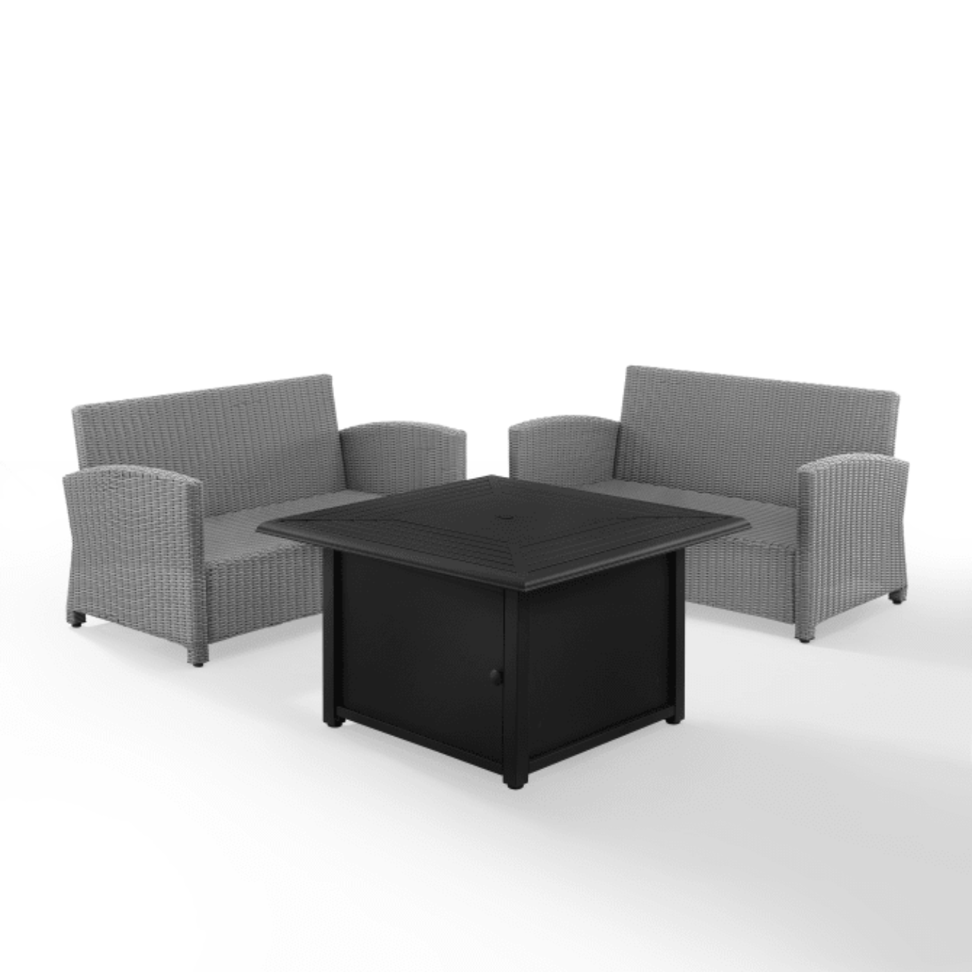 Crosley Bradenton 96 Inch 3pc Wicker Loveseat Set W/Fire Table Grey - KO70170GY-GY