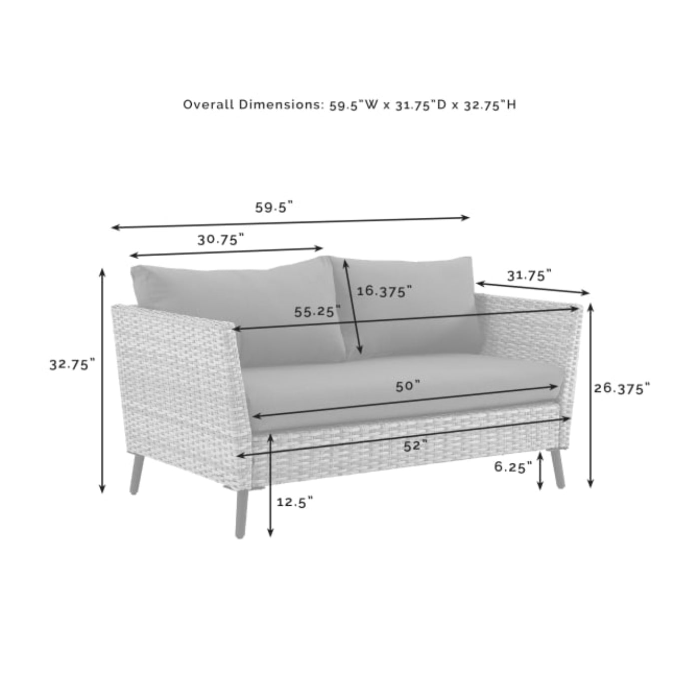 Crosley Richland 4pc Outdoor Wicker Conversation Set Charcoal - KO70200GY-CL
