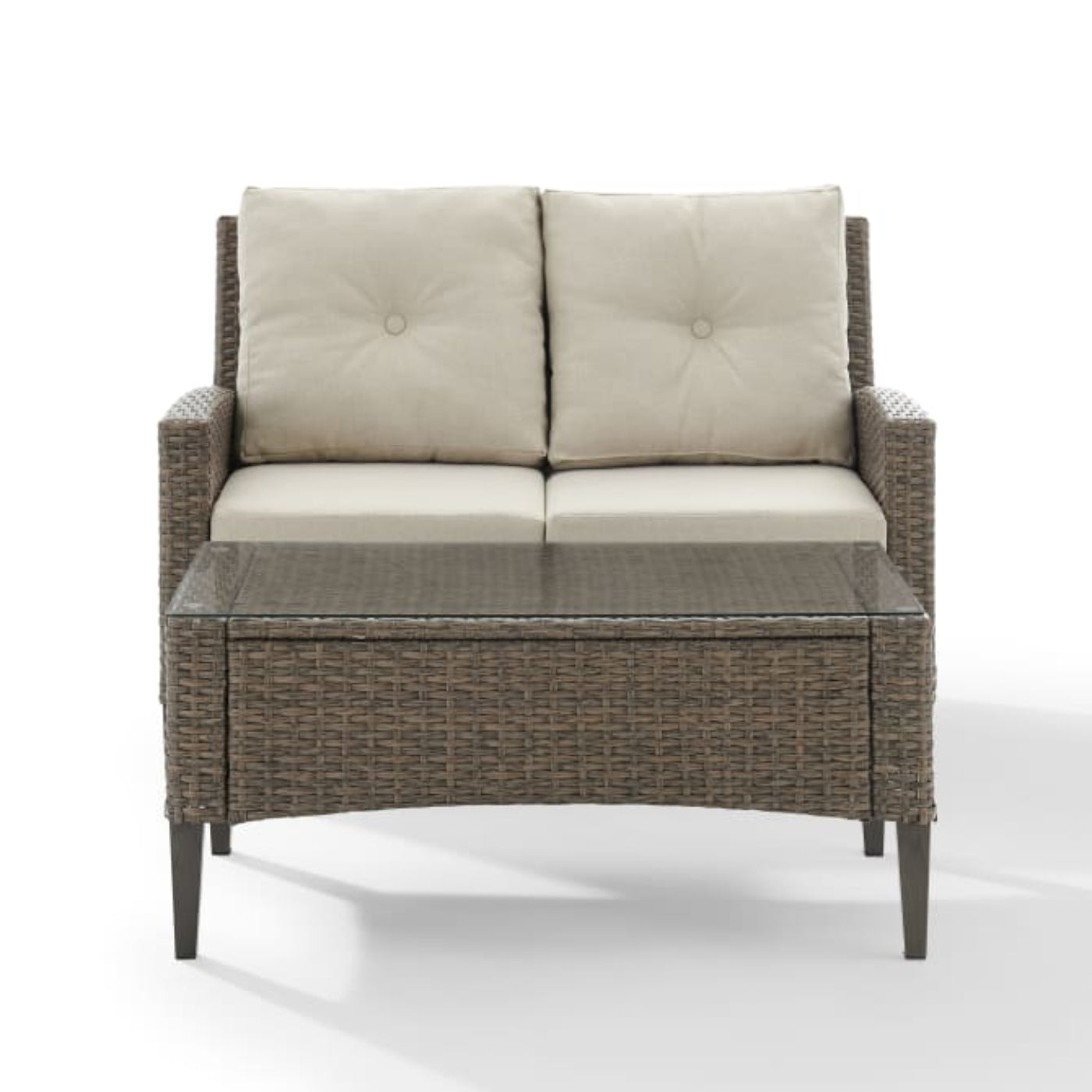 Crosley Rockport 53.25 Inch Outdoor Wicker 2pc High Back Conversation Set Oatmeal - KO70211LB-OL
