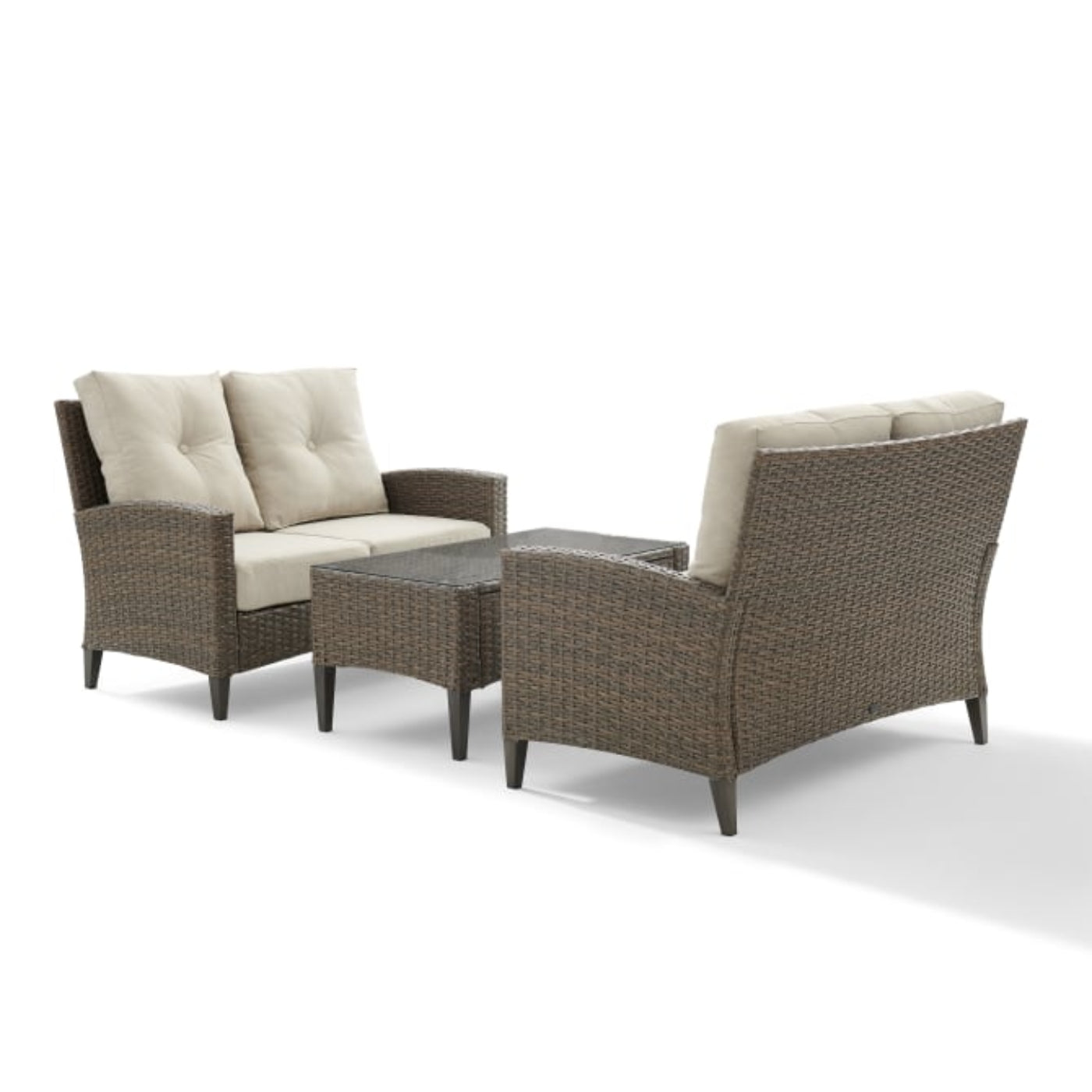 Crosley Rockport Outdoor Wicker 3pc High Back Conversation Set Oatmeal - KO70212LB-OL