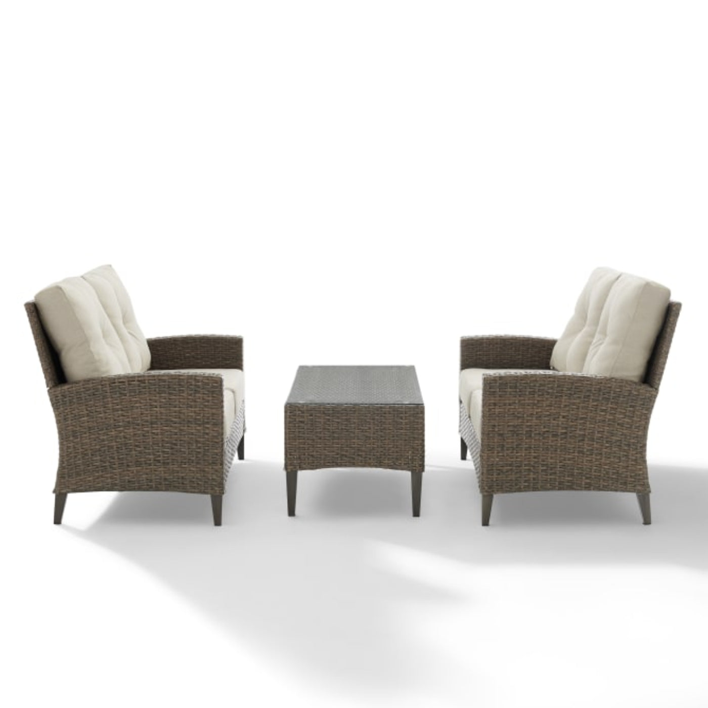 Crosley Rockport Outdoor Wicker 3pc High Back Conversation Set Oatmeal - KO70212LB-OL