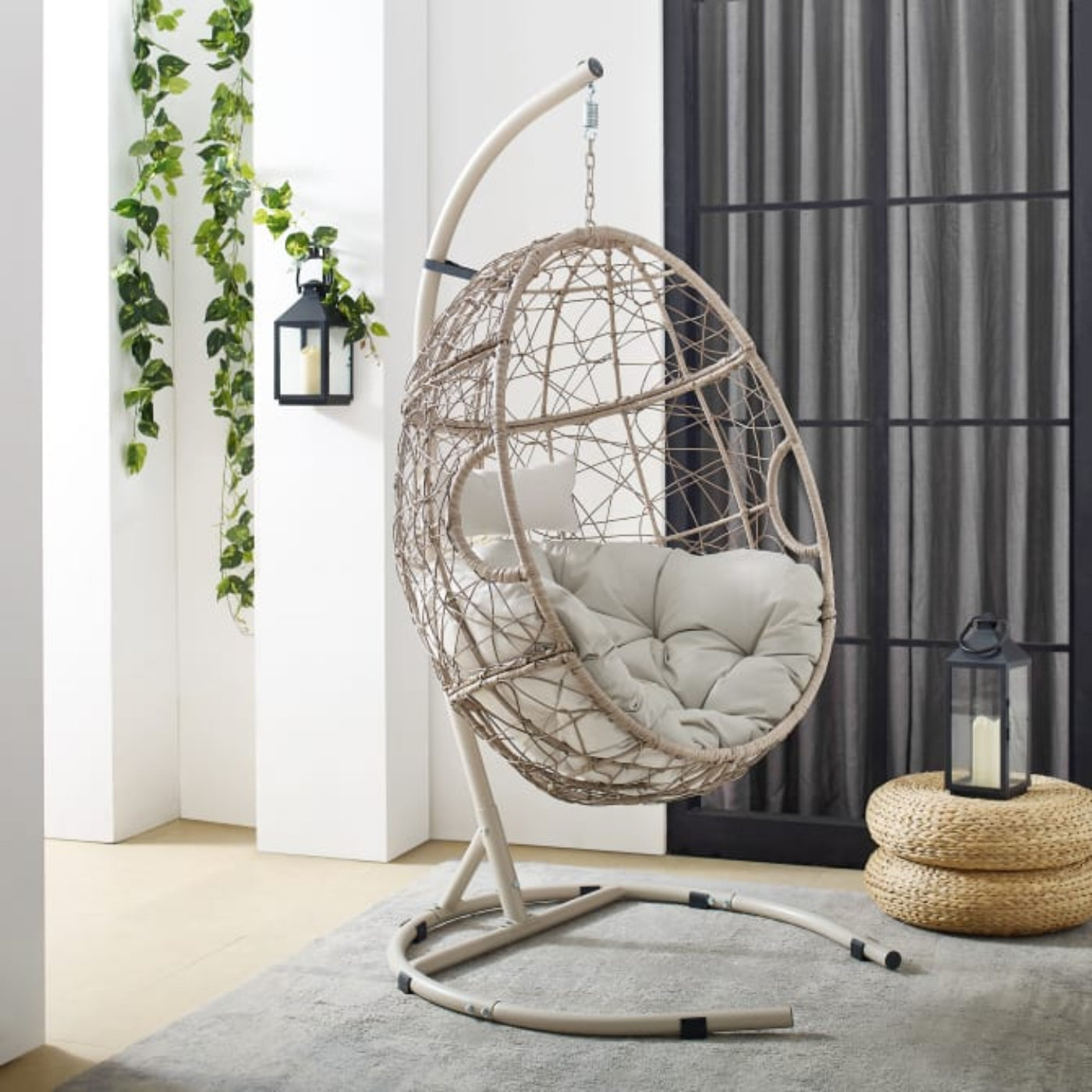 Crosley Cleo Indoor/Outdoor 42 Inch Wicker Hanging Egg Chair Sand - KO70230LB