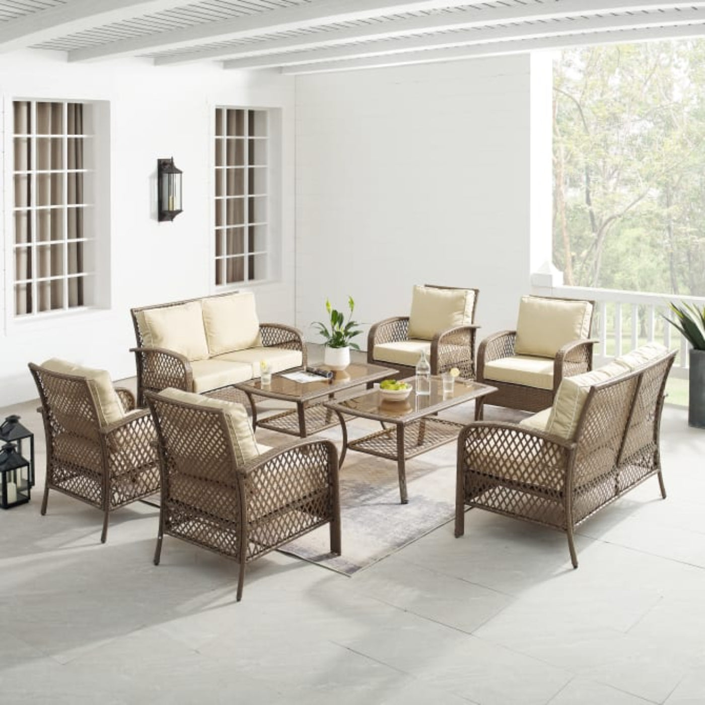 Crosley Tribeca 128 Inch 8pc Outdoor Wicker Conversation Set - KO70237