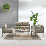 Crosley Haven 143 Inch  4pc Outdoor Wicker Conversation Set Light Grey - KO70290LB-LG