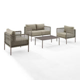 Crosley Haven 143 Inch  4pc Outdoor Wicker Conversation Set Light Grey - KO70290LB-LG