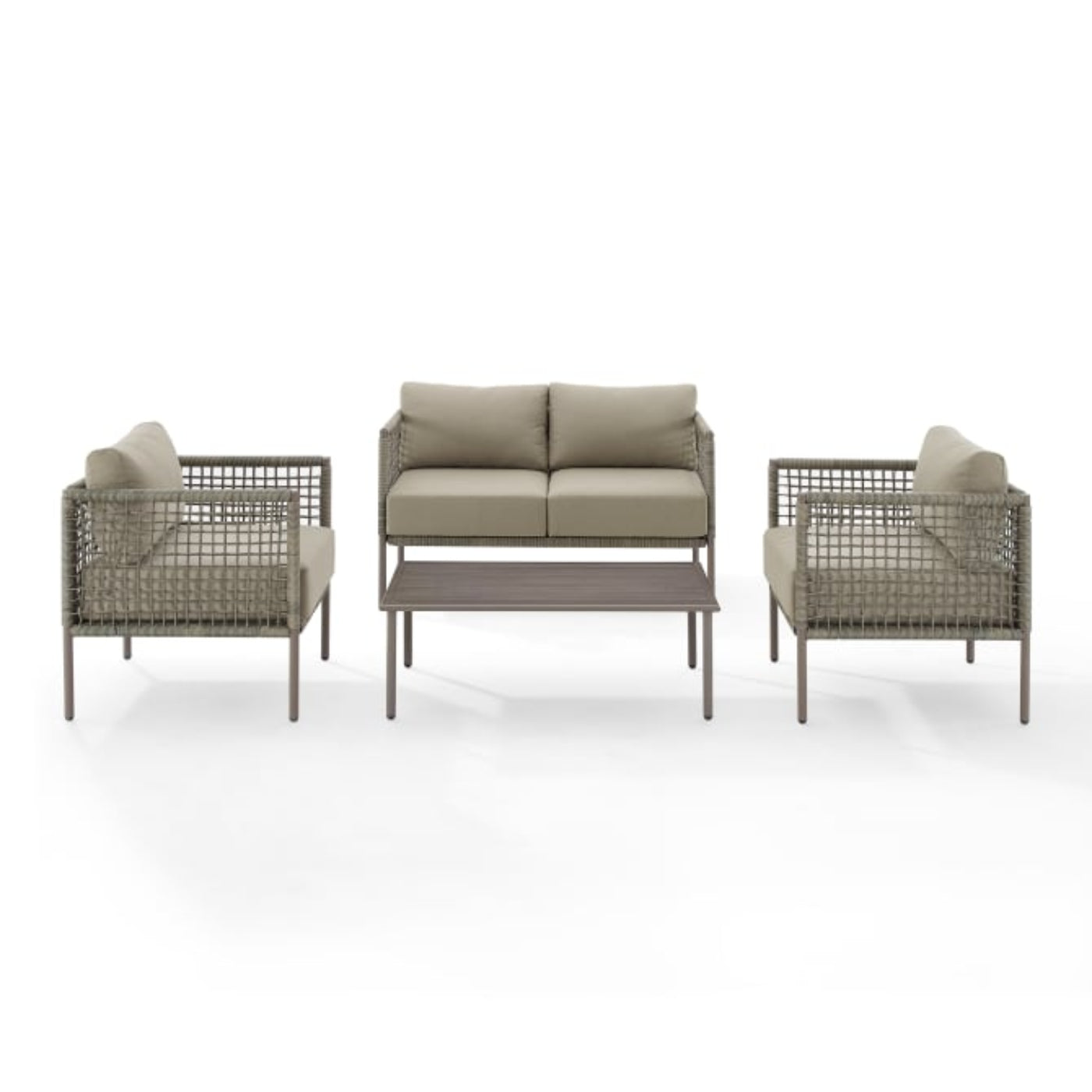 Crosley Haven 143 Inch  4pc Outdoor Wicker Conversation Set Light Grey - KO70290LB-LG