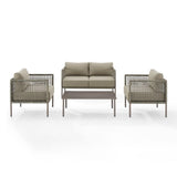Crosley Haven 143 Inch  4pc Outdoor Wicker Conversation Set Light Grey - KO70290LB-LG