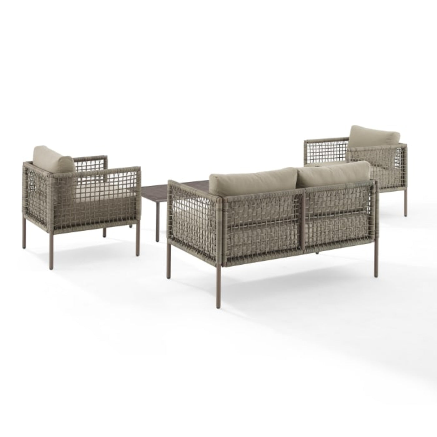 Crosley Haven 143 Inch  4pc Outdoor Wicker Conversation Set Light Grey - KO70290LB-LG