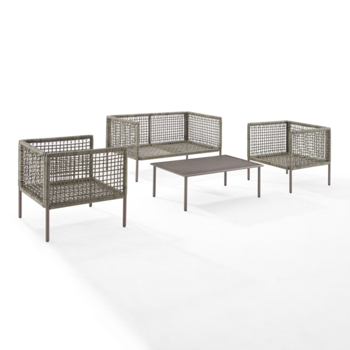 Crosley Haven 143 Inch  4pc Outdoor Wicker Conversation Set Light Grey - KO70290LB-LG