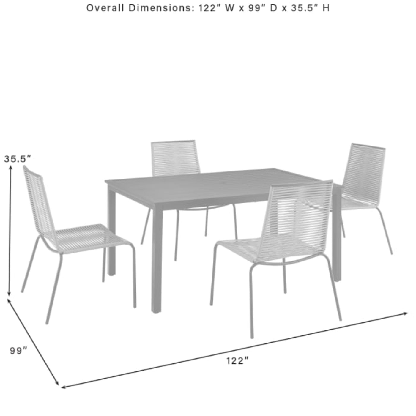 Crosley Fenton 5pc Outdoor Wicker/ Metal Dining Set Gray - KO70282MB-GY