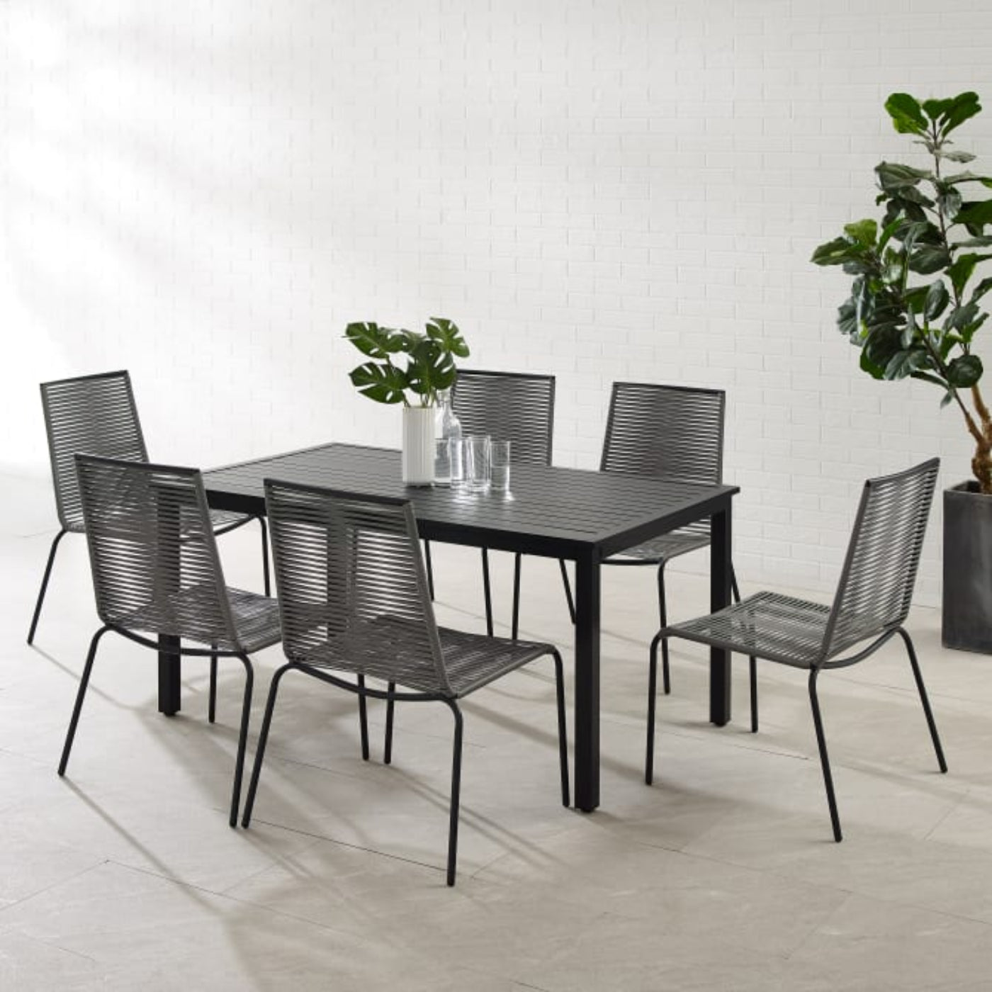 Crosley Fenton 7pc Outdoor Wicker/ Metal Dining Set Gray - KO70283MB-GY