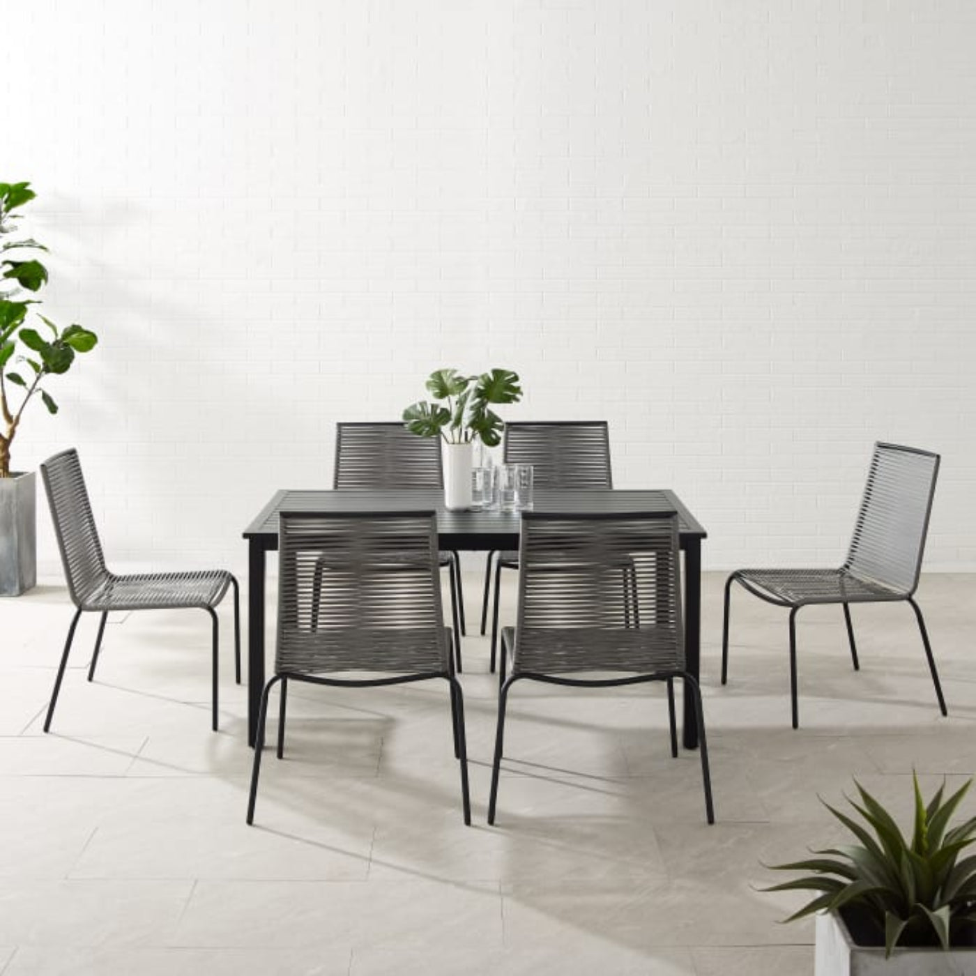 Crosley Fenton 7pc Outdoor Wicker/ Metal Dining Set Gray - KO70283MB-GY