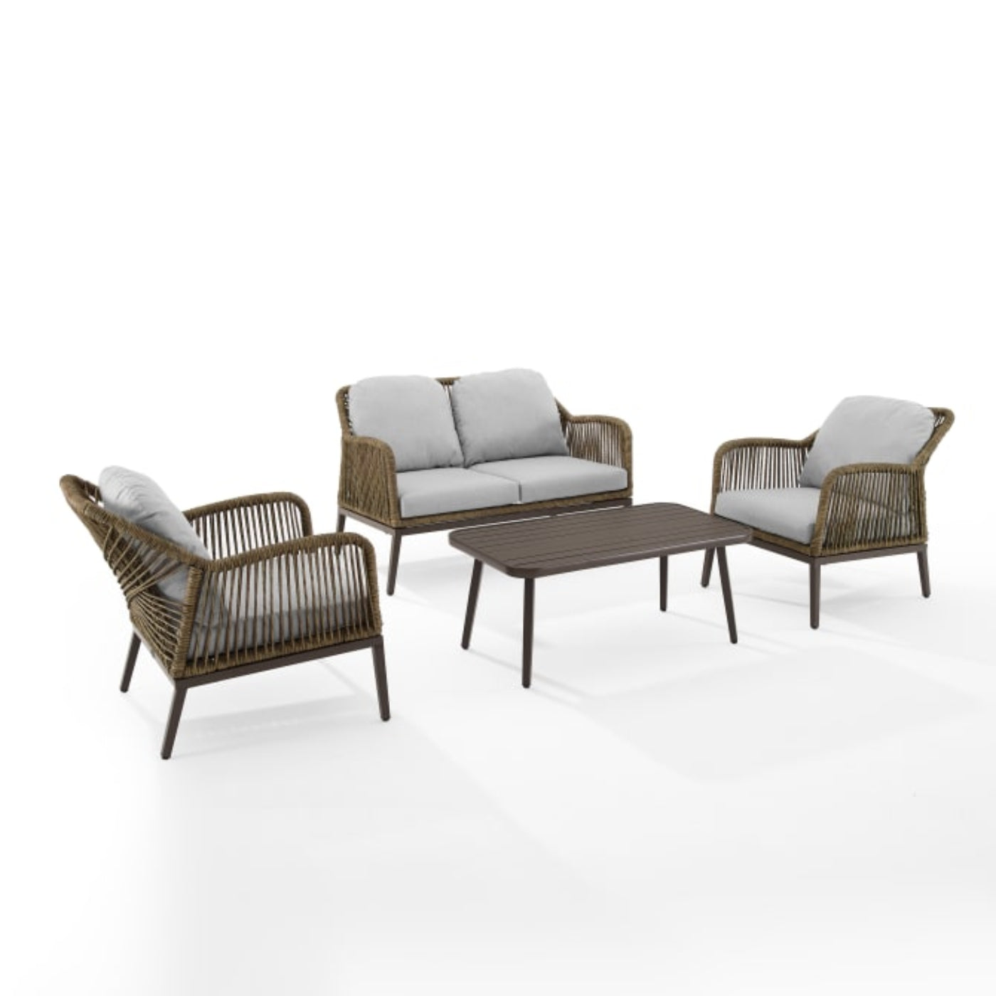 Crosley Haven 143 Inch  4pc Outdoor Wicker Conversation Set Light Grey - KO70290LB-LG