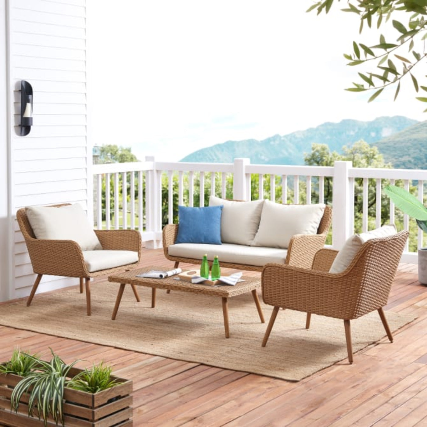 Crosley Landon 4pc Outdoor Conversation Set Oatmeal - KO70300LB
