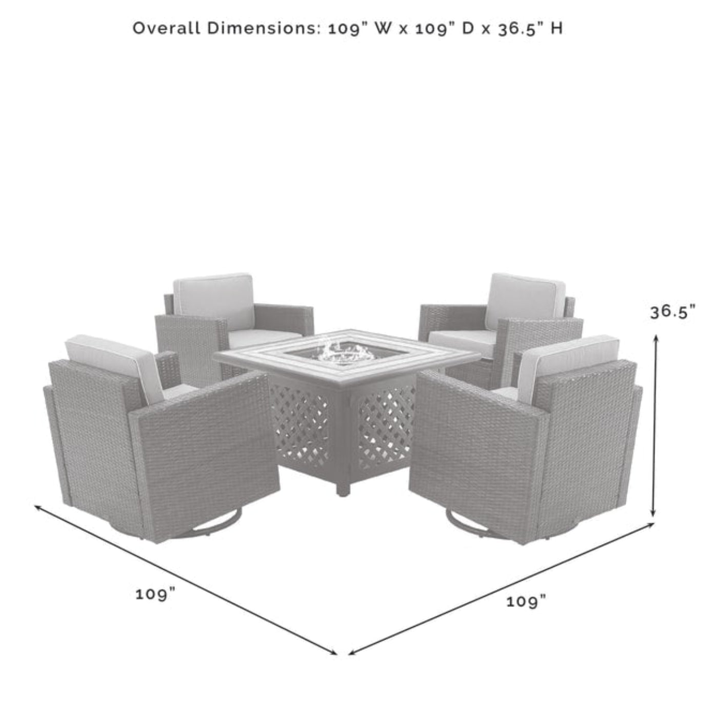 Crosley Palm Harbor 109 Inch 5pc Outdoor Wicker Conversation Set W/Fire Table - KO70600BR