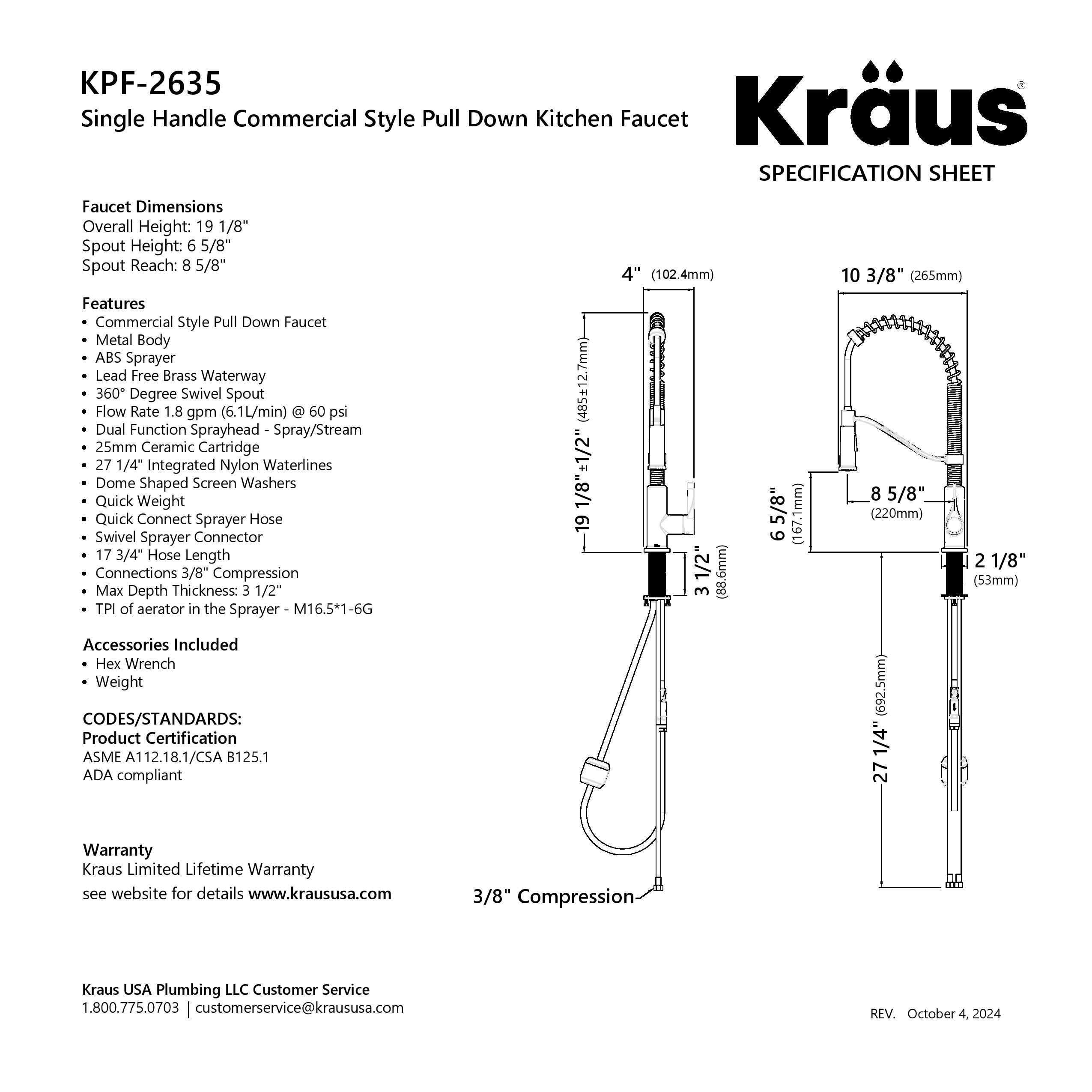 KRAUS Torak Single Handle Pull Down Kitchen Faucet in Matte Black with Brushed Brass - KPF-2635SFBBMB