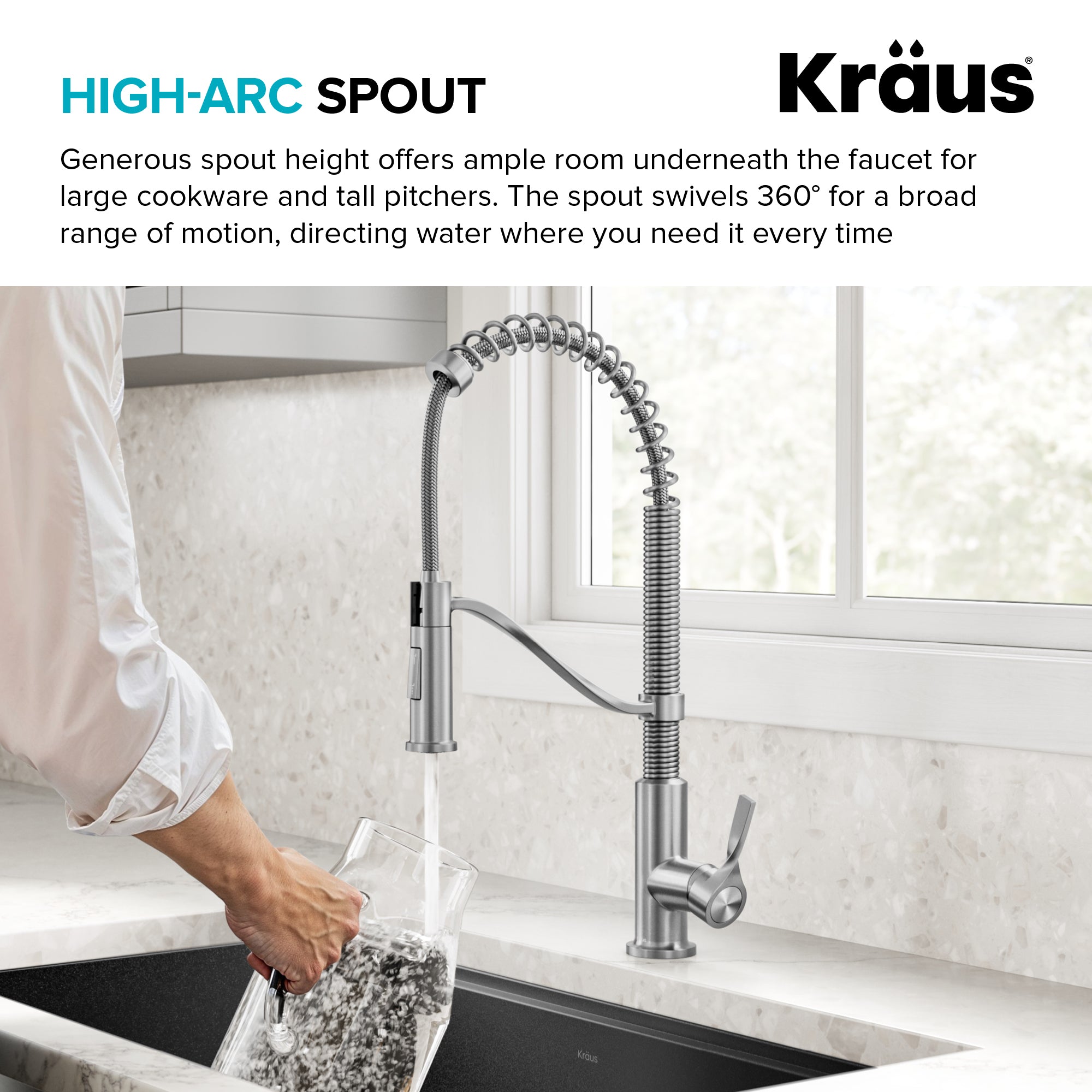 KRAUS Torak Single Handle Pull Down Kitchen Faucet in Matte Black with Brushed Brass - KPF-2635SFBBMB