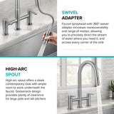 KRAUS Contemporary Bridge Kitchen Faucet with Spray-Head in Spot-Free Stainless - KPF-3122SFS