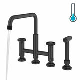 KRAUS Urbix Industrial Bridge Faucet in Color-Changing  Matte Black to Grey - KPF-3125MBGRCC