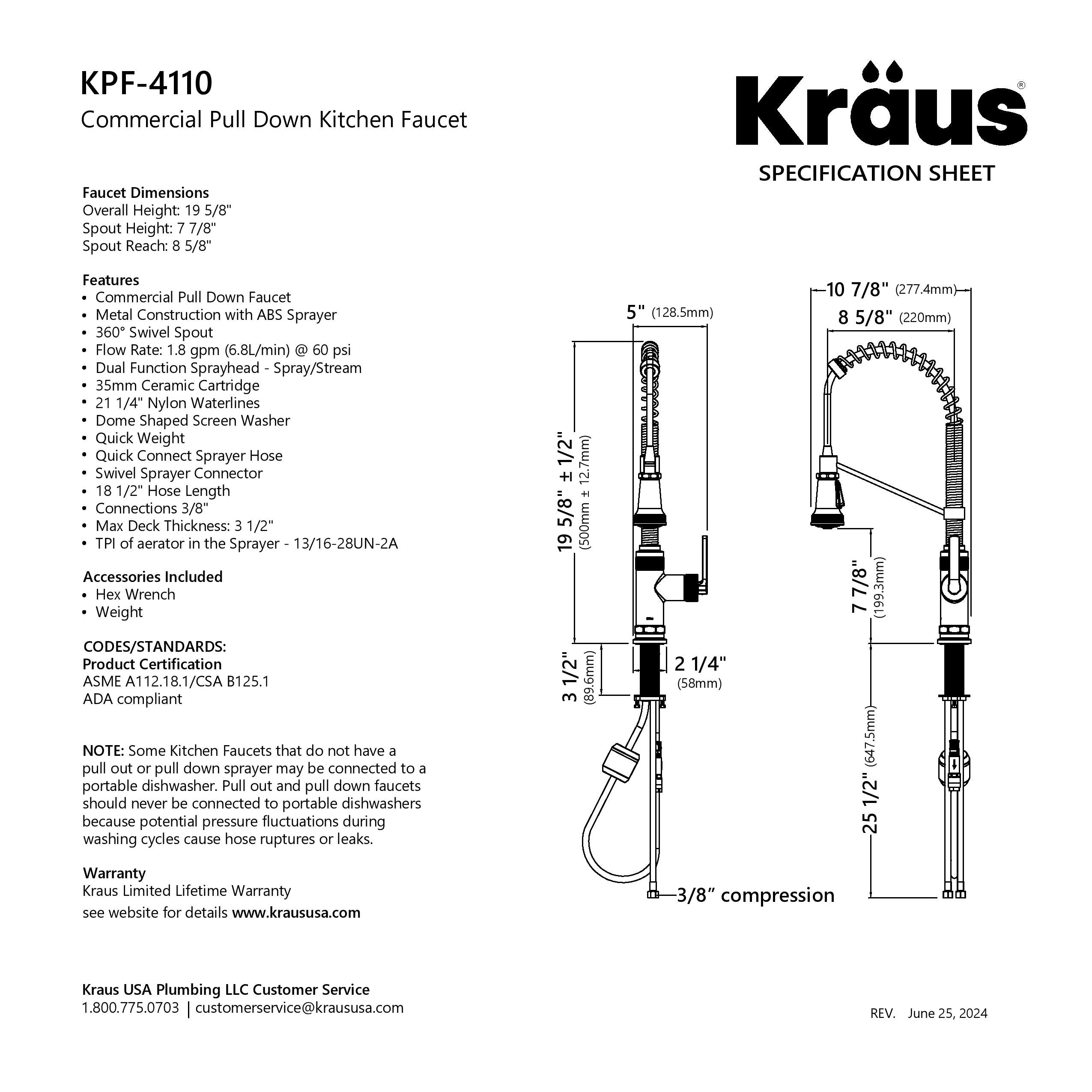 KRAUS Allyn Single Handle Pull Down Kitchen Faucet in Spot-Free Brushed Brass + Matte Black - KPF-4110BBMB