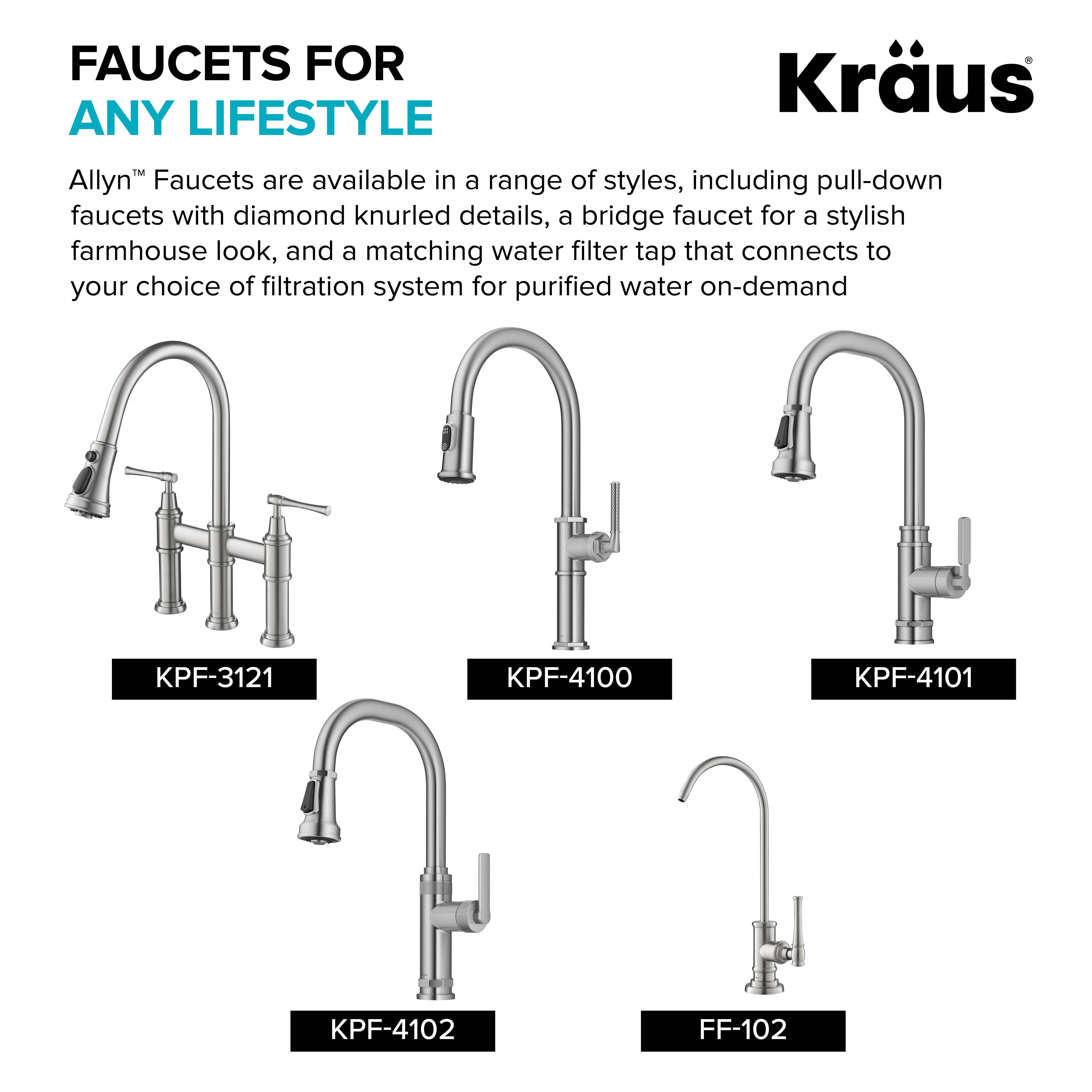 KRAUS Allyn Single Handle Pull Down Kitchen Faucet in Spot-Free Brushed Brass + Matte Black - KPF-4110BBMB