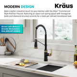 KRAUS Allyn Single Handle Pull Down Kitchen Faucet in Spot-Free Brushed Brass + Matte Black - KPF-4110BBMB