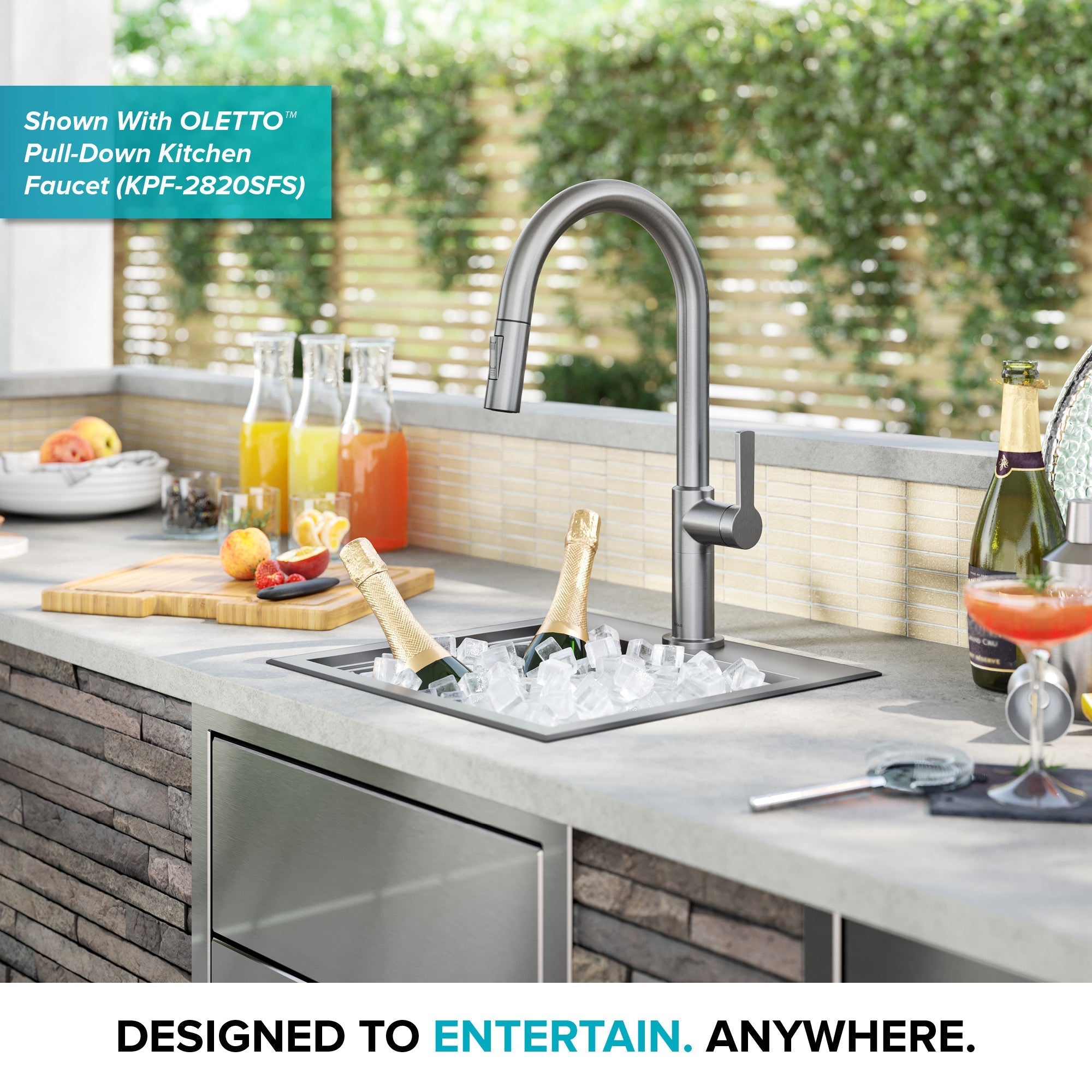 KRAUS 15"x 15" Outdoor Marine Grade Workstation Drop-In T316 Stainless Steel Bar Sink - KWT321-15-316