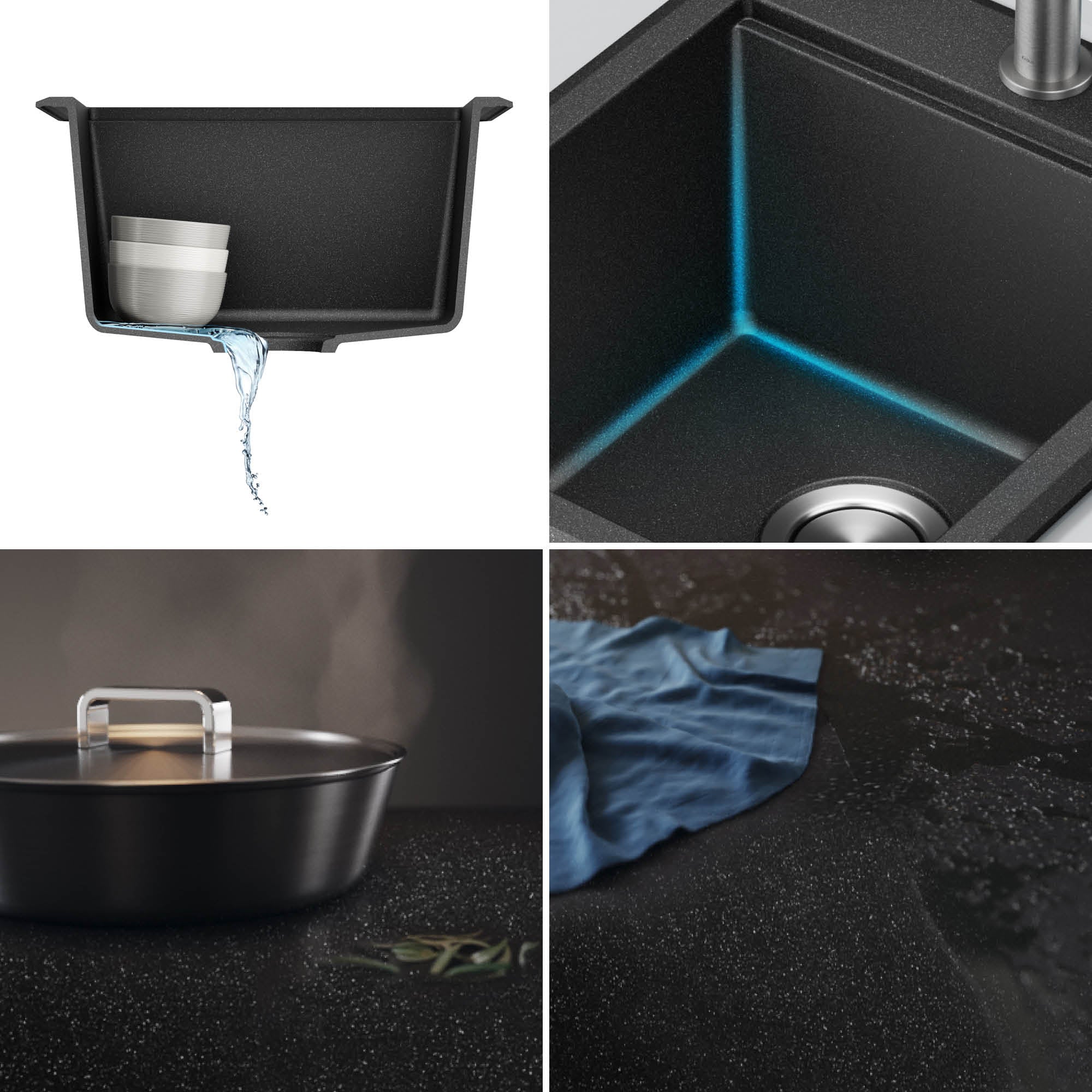 KRAUS 18” Drop-In Granite Composite Workstation Kitchen Bar Sink in Metallic Black - KGTW12-18MBL