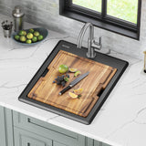 KRAUS 18” Drop-In Granite Composite Workstation Kitchen Bar Sink in Metallic Black - KGTW12-18MBL