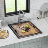 KRAUS 18” Drop-In Granite Composite Workstation Kitchen Bar Sink in Metallic Black - KGTW12-18MBL