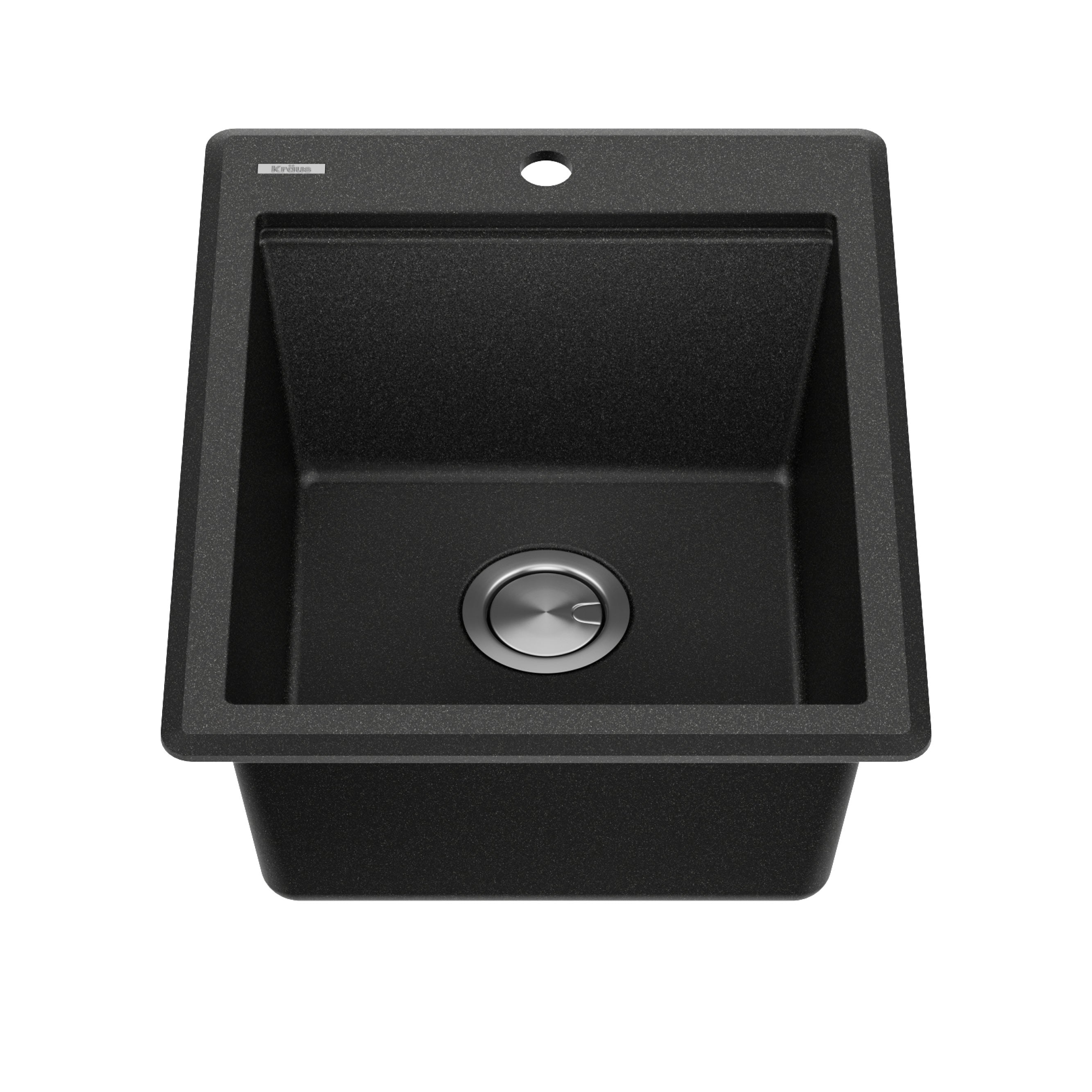 KRAUS 18” Drop-In Granite Composite Workstation Kitchen Bar Sink in Metallic Black - KGTW12-18MBL