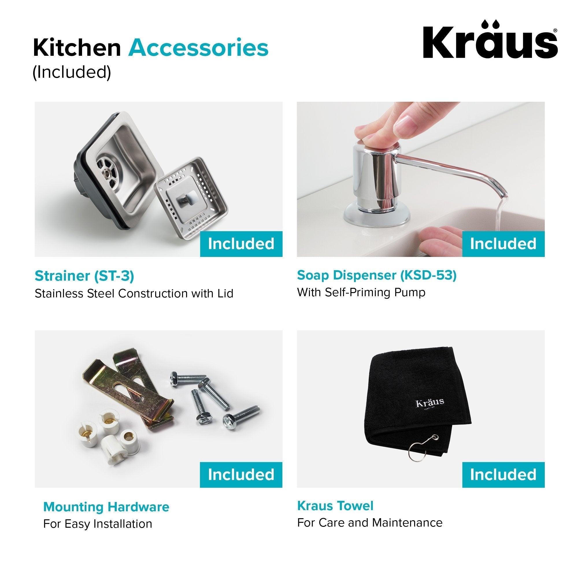 KRAUS 24" Stainless Steel Utility Sink and Kitchen Faucet - KHU24L-1610-53CH