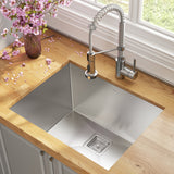 KRAUS 24" Stainless Steel Utility Sink and Kitchen Faucet - KHU24L-1610-53CH