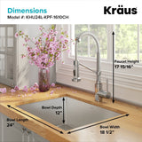 KRAUS 24" Stainless Steel Utility Sink and Kitchen Faucet - KHU24L-1610-53CH