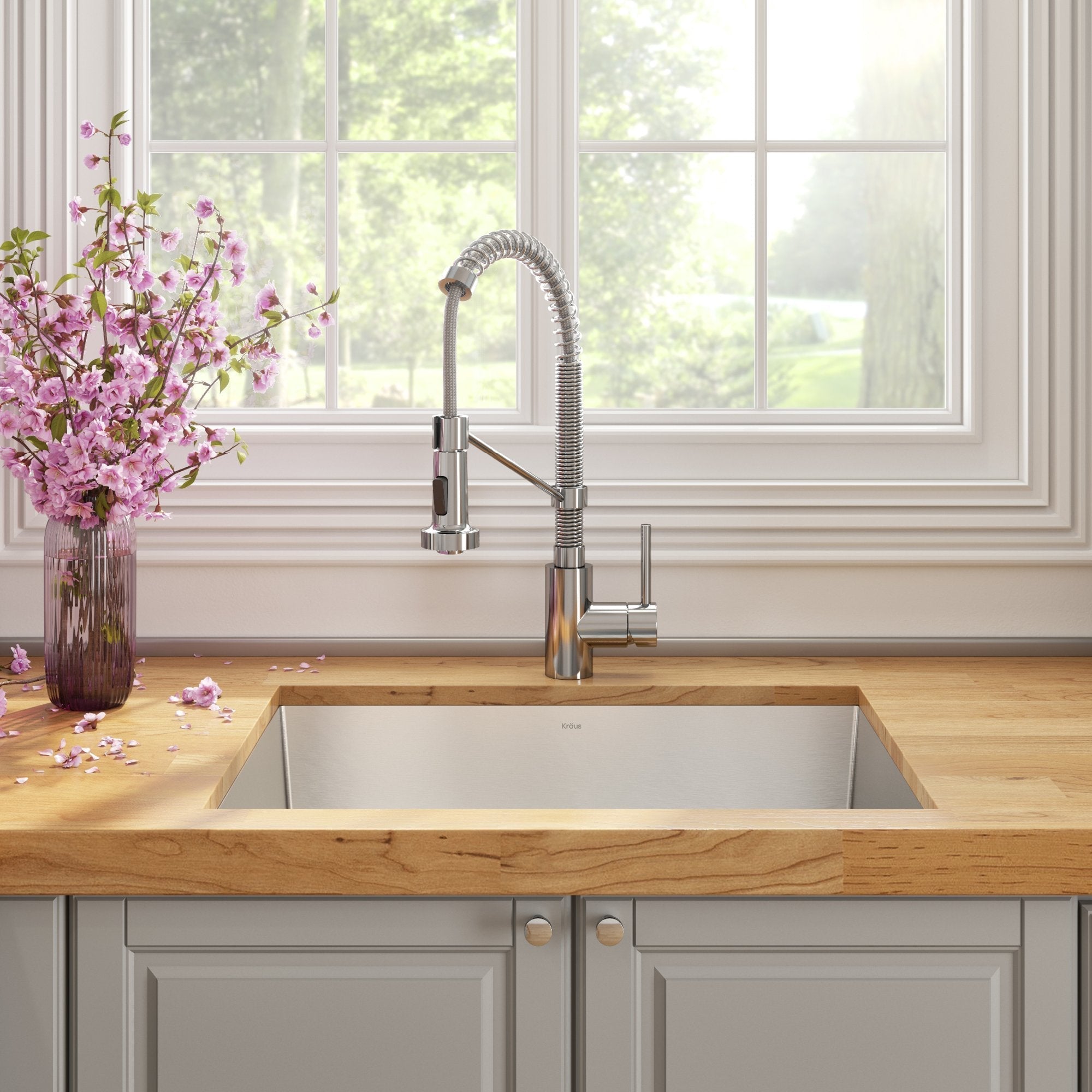 KRAUS 24" Stainless Steel Utility Sink and Kitchen Faucet - KHU24L-1610-53CH