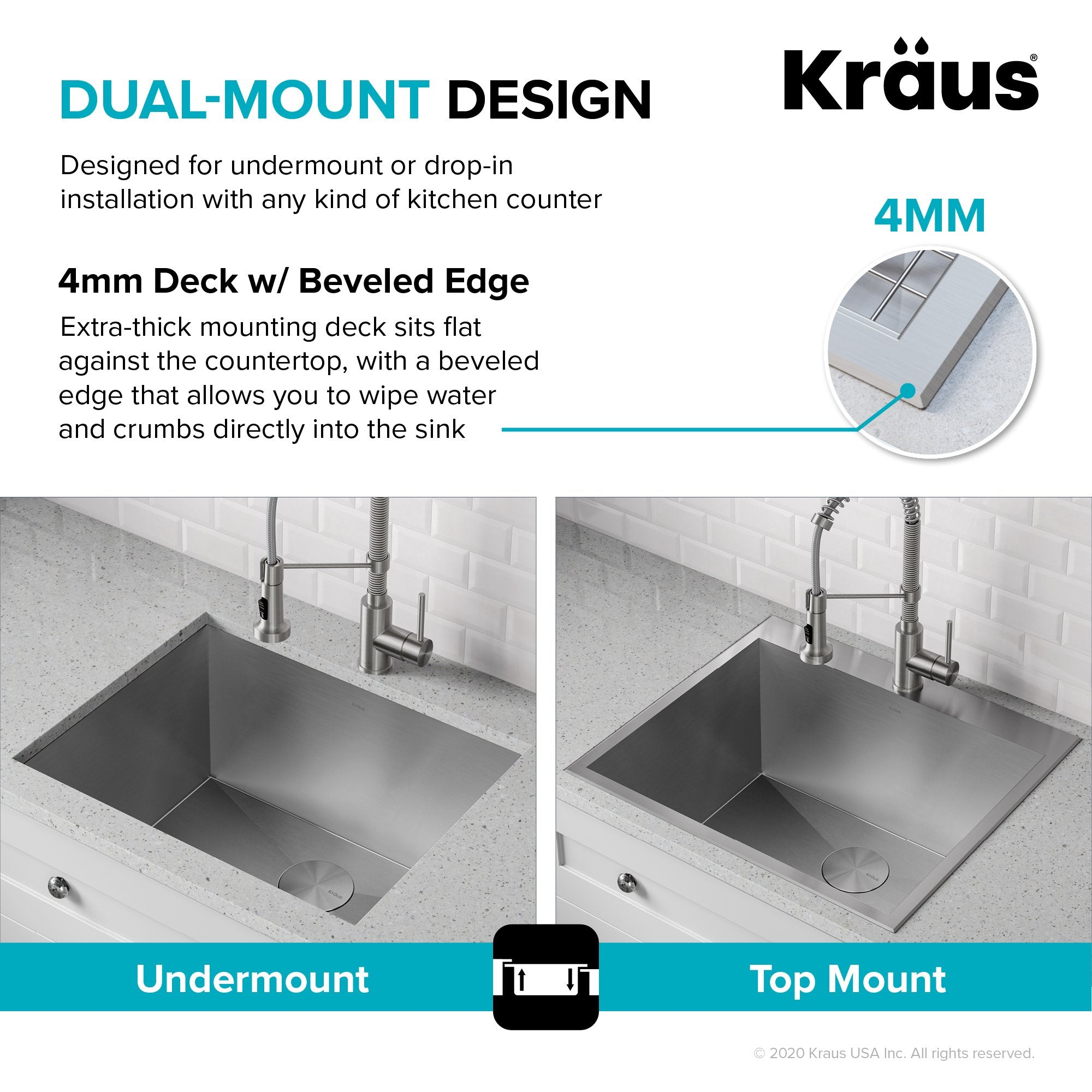 KRAUS 25" Drop-in 16 Gauge Stainless Steel Laundry Utility Sink - KHT301-25L