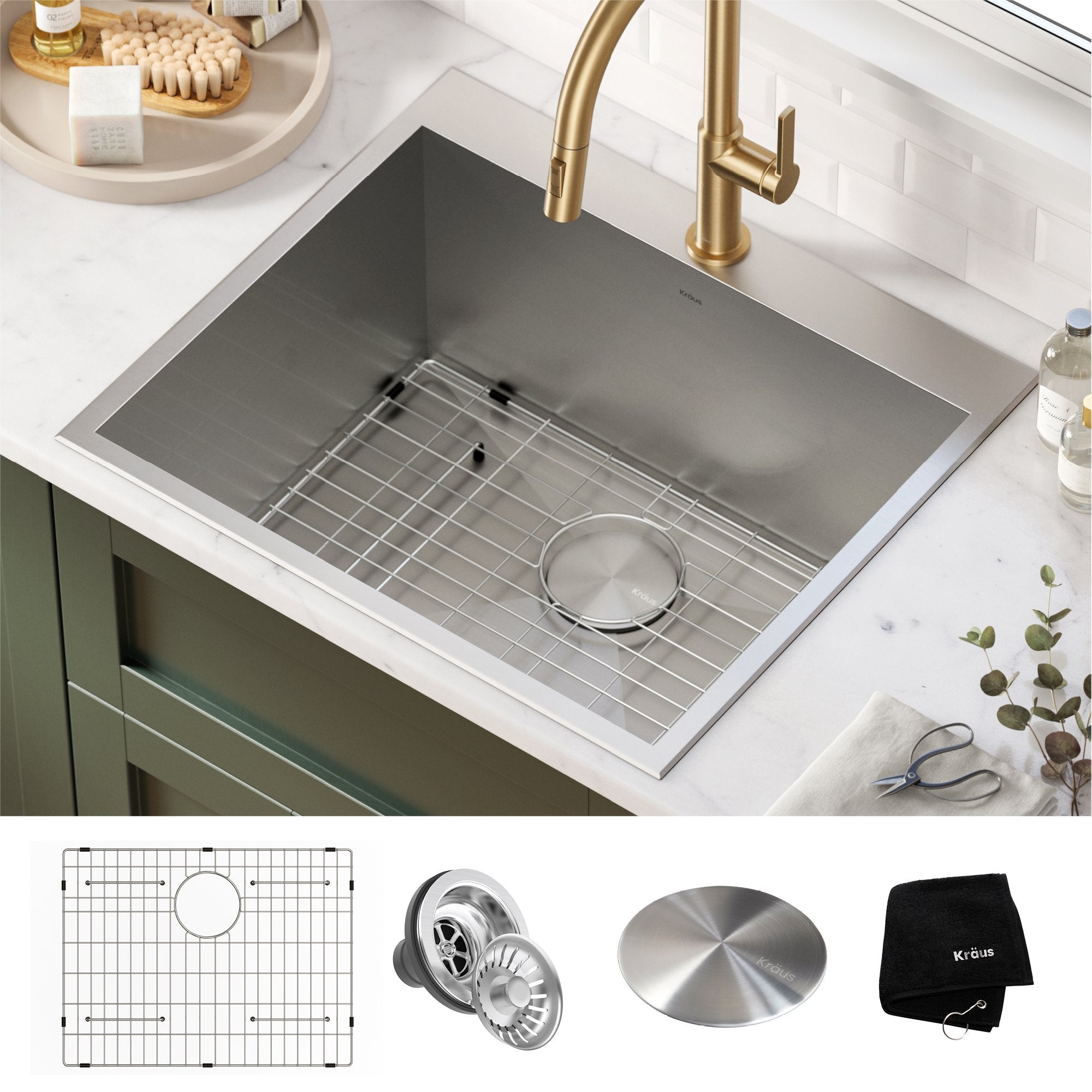 KRAUS 25" Drop-in 16 Gauge Stainless Steel Laundry Utility Sink - KHT301-25L