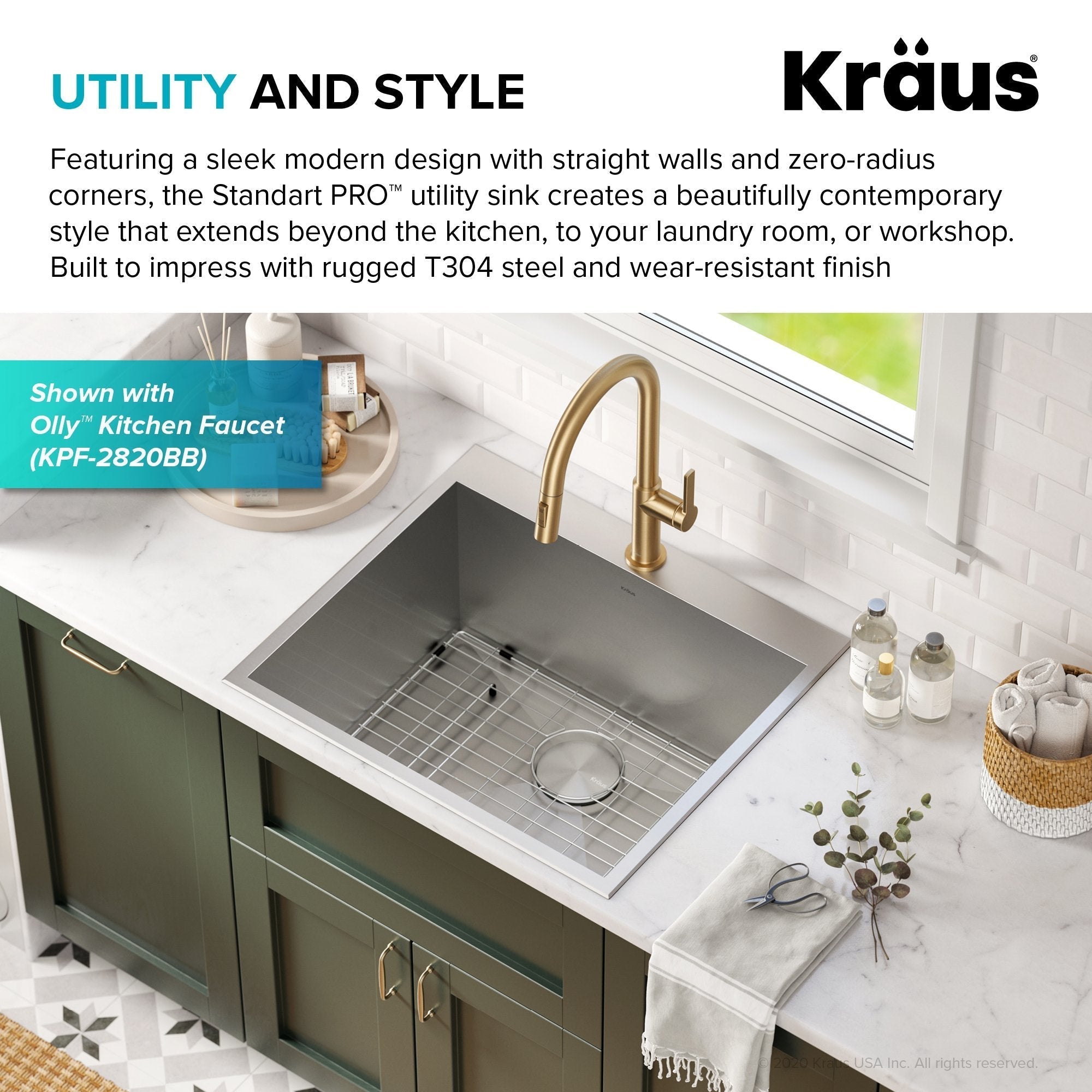 KRAUS 25" Drop-in 16 Gauge Stainless Steel Laundry Utility Sink - KHT301-25L